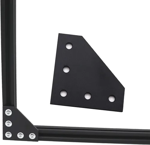 Miniatura 4 de 10 placas de soporte de esquina negras serie 2020 de 5 agujeros en forma de L con 50 tuercas M5 T + 50 tornillos M5 x 0.315 in + 1 llave para ranura