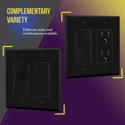Miniatura 5 de ENERLITES - Placas decorativas de pared para interruptor de luz o toma de corriente, acabado brillante, tamaño intermedio, 2 bandas, 4.88 x 4.92