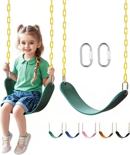 Asiento de columpio resistente, cadenas de 66" resistentes a la oxidación con sección recubierta de PPC de 30", accesorio de repuesto para juegos de