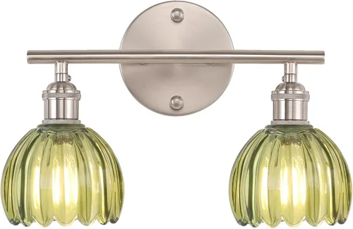 Miniatura 25 de Shenmoyl Accesorios de Iluminación para Baño, Lámpara de Pared de Latón de 3 Luces para Tocador Sobre Espejo con Pantalla de Cristal Tulipán Base