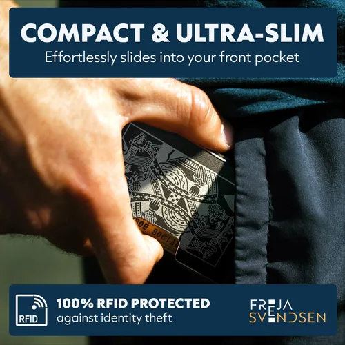 Miniatura 2 de Cartera de aluminio impresa 2.5D para hombres: clip delgado para dinero y tarjetero con barniz selectivo táctil. Bloqueo RFID mejorado, compacto
