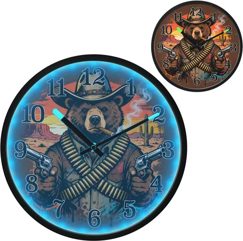Miniatura 2 de Silent Non-Ticking Battery Operated Clock Luminous Voice-Activated Clocks Sunset Cowboy Beer Retro 12 Inch for Office, Home, Bathroom, Kitchen