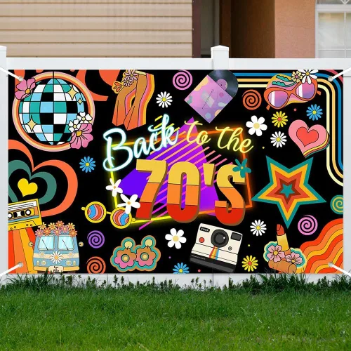 Miniatura 4 de Lofaris Banner de los años 70: decoraciones de fiesta de regreso a los 70, fondo retro de fotografía con temática de discoteca para fiesta