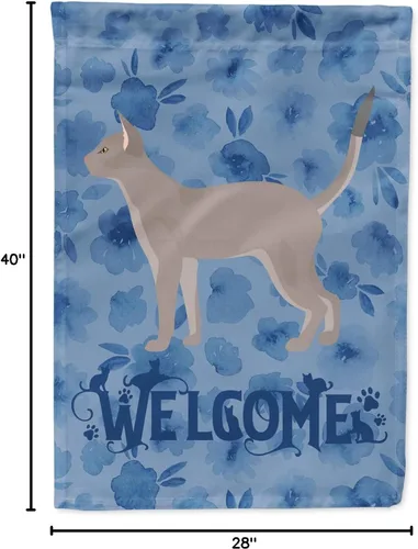 Miniatura 8 de Caroline's Treasures CK4813CHF - Bandera de bienvenida con gato abisinio azul, manga grande, para porche, para colgar en la pared, poliéster