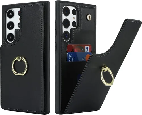 Miniatura 16 de Lipvina Funda para Samsung Galaxy A03s con tarjetero, Galaxy A03s Funda tipo cartera para mujer, tarjetero de crédito, soporte de anillo, fundas