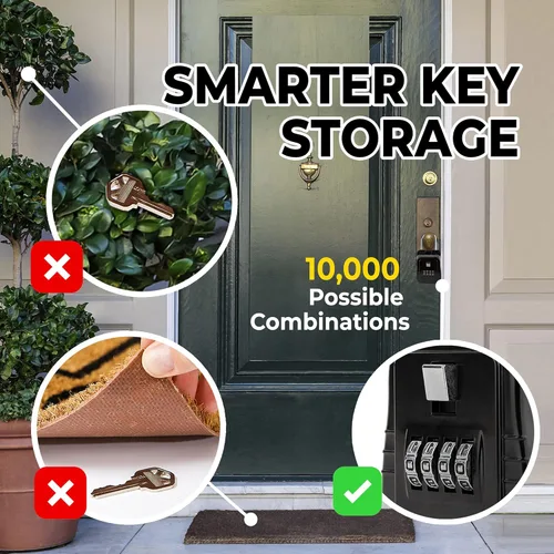 Miniatura 6 de Lion Locks 1500 Caja de Bloqueo de Llaves con Código, Caja de Seguridad para Llaves al Aire Libre, Caja de Seguridad para Inmobiliarios para Negro