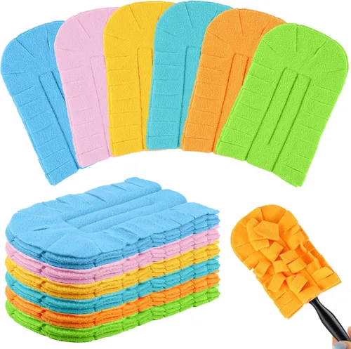 Miniatura 20 de Zubebe 12 piezas de repuesto de plumero de forro polar reutilizables, plumeros planos de plumas, almohadillas de limpieza lavables para múltiples