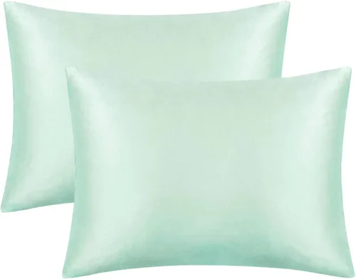 Miniatura 26 de FLXXIE Paquete de 2 fundas de almohada estándar de satén con cremallera para cabello y piel, sedosas y súper suaves (20 x 26 pulgadas), fundas