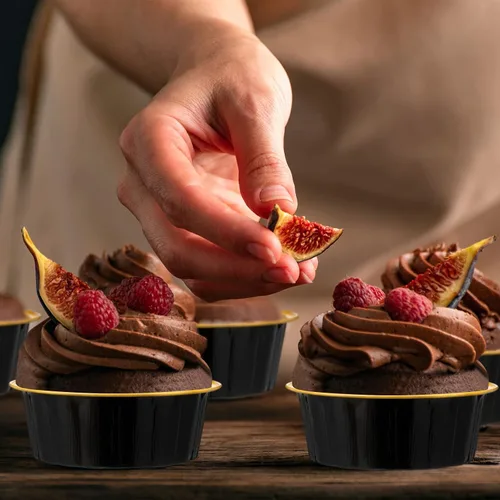 Miniatura 6 de Tessco for you 200 moldes desechables con tapas, 8 onzas, Ramekin Creme Brulee Ramekin, papel de aluminio, para cupcakes, para hornear, San plateado