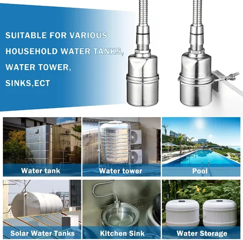 Miniatura 7 de Válvula de flotador automática de 1/2" 3/4" 1", válvula de flotador de control de nivel de agua totalmente automática de acero inoxidable 304, mini