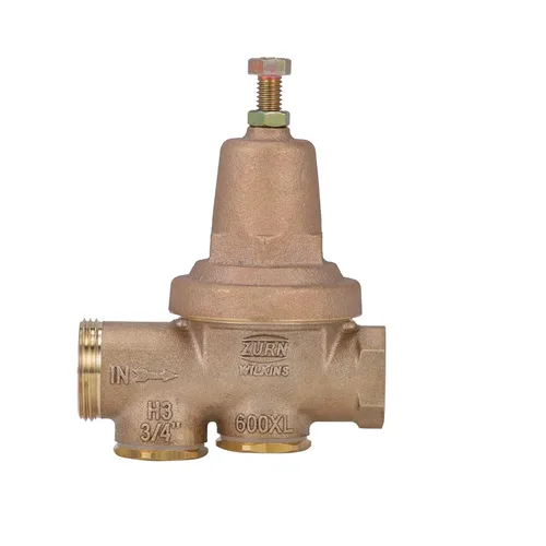 Miniatura 2 de Zurn Wilkins válvula de latón reductora de presión de agua de 3/4 de pulgada Modelo 34-600XL con válvula de revisión de paso y colador, Unión FNPT x