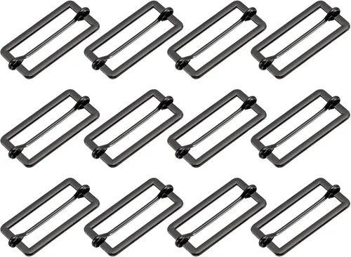 Miniatura 7 de uxcell Hebillas deslizantes, ajustador rectangular de metal, hebillas de pasador de rodillo, ajustador de correa deslizante para cinturón, Tono