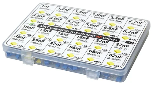 Miniatura 3 de nF Values - Kit de condensador de caja de poliéster MKT surtido 350 piezas, 24 valores 63V, todos los valores nF, 1nF, 1.2nF, 2.2nF, 2.7nF, 3.3nF