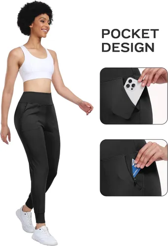 Miniatura 5 de WHOUARE Pantalones deportivos para mujer, leggings deportivos de entrenamiento con bolsillos, cintura alta, pantalones de yoga para gimnasio, correr