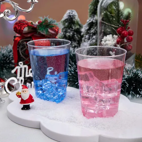 Miniatura 8 de WDF Paquete de 100 vasos desechables de plástico con purpurina plateada, 12 onzas, sin BPA, resistentes, ideales para fiestas de Navidad, bodas, uso