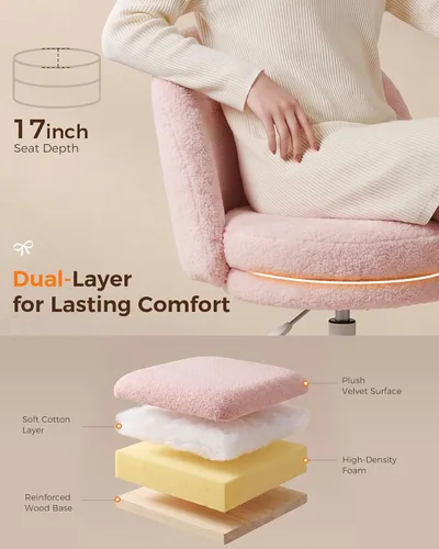 Miniatura 4 de GTRACING Silla de oficina alta de terciopelo con ruedas, sillas de tocador con respaldo, altura versátil: de oficina a taburetes de bar, silla