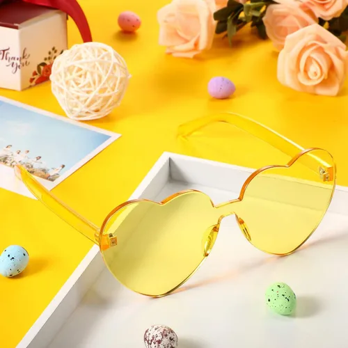 Miniatura 5 de Maxdot - Lentes de sol transparentes sin marco con forma de corazón para fiestas