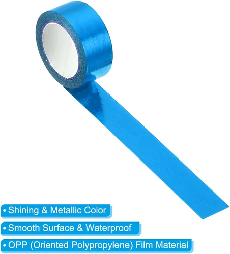 Miniatura 3 de PATIKIL Cinta adhesiva metálica Washi de 0.591 in x 16.4 ft, paquete de 6 calcomanías adhesivas de papel de arte para bricolaje, manualidades, Azul