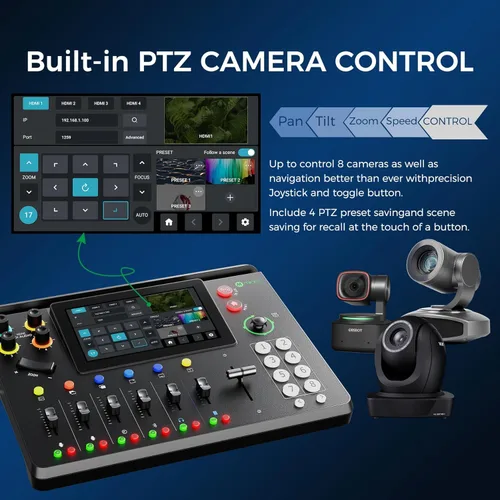 Miniatura 3 de RGBlink mini-mx SDI, conmutador de video multicámara para transmisión en vivo, conmutador de transmisión de 10 canales con HDMI 4K, SDI, UVC/NDI