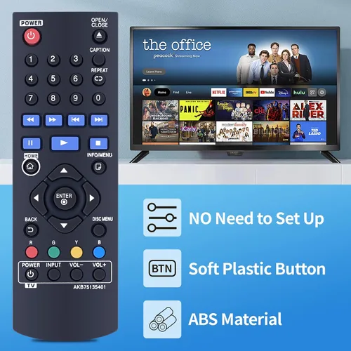 Miniatura 3 de AKB75135401 - Mando a distancia de repuesto compatible con LG Blu-Ray Disc reproductor de DVD UBK80 UP870 UP875 BPM35 BP175 BP125 BP125N BP135
