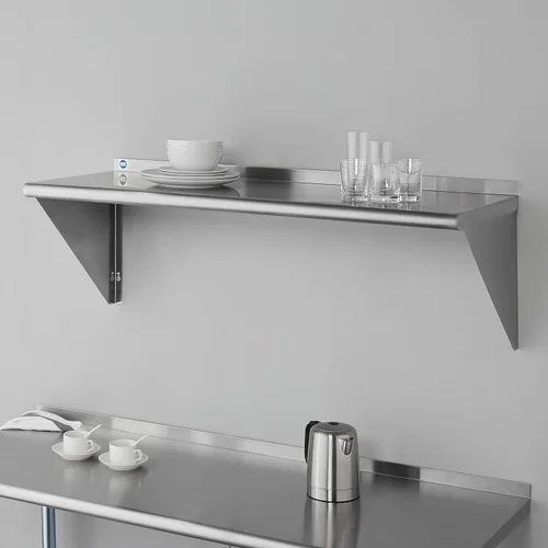 Miniatura 2 de ROCKPOINT Estante de acero inoxidable de 18 x 48 pulgadas, 400 libras, estantes comerciales de metal NSF para montaje en pared, estantería flotante