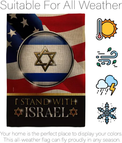 Miniatura 6 de Israel Flag Tapiz de arpillera con texto en inglés "I Stand with Israel" (Estoy con Israel), tapiz de arpillera de Estados Unidos, póster al aire