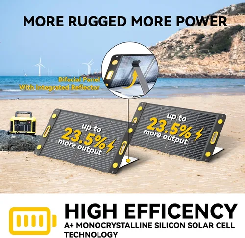Miniatura 3 de Panel solar portátil bifacial de 100 W, panel solar plegable resistente a la flexión de 100 vatios 22 V, cargador solar monocristalino para estación