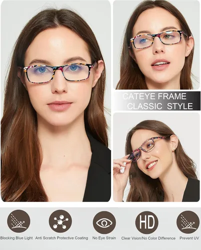 Miniatura 6 de Lentes de lectura elegantes para mujer, lectores con bloqueo de luz azul, anteojos para mujer, tramposos