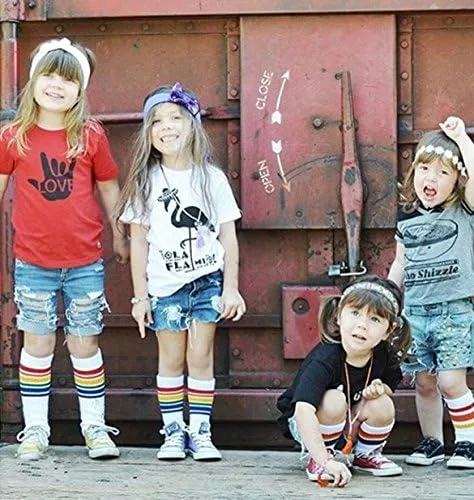 Miniatura 5 de Xiyadun Calcetines deportivos unisex de algodón para niños pequeños y niños pequeños (0-7 años), Arcoiris (Rainbow)