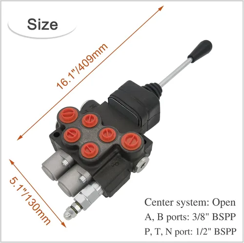 Miniatura 6 de Válvula hidráulica de 2 bobinas, válvula de control direccional hidráulica, válvula de control de joystick hidráulico de 11 GPM para tractores