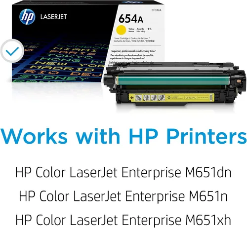 Miniatura 2 de HP Cartucho de tóner amarillo 654A Funciona con HP Color LaserJet Enterprise M651 Series CF332A