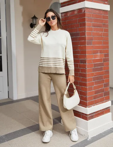 Miniatura 3 de Himosyber Conjunto de 2 piezas para mujer, suéter de punto y pantalones deportivos