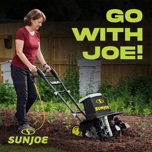 Miniatura 5 de Cultivadora eléctrica Sun Joe con ruedas, 16", Verde