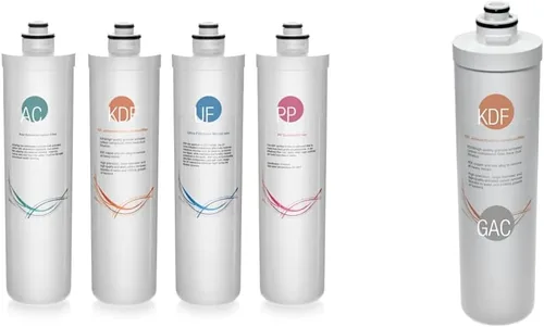 iSpring Paquete de repuesto para sistema de ultra filtración de 4 etapas y filtro KDF/carbono en línea de cambio rápido para sistema de filtro de