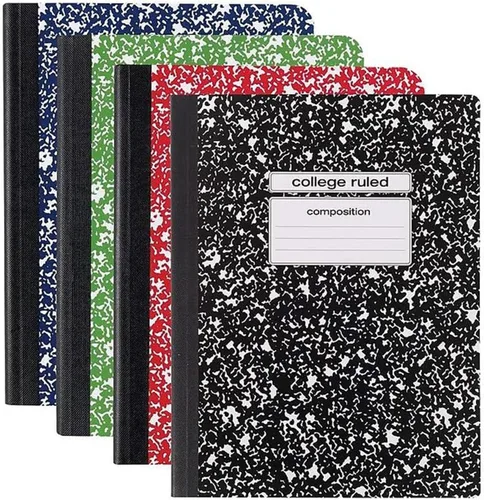 STAPLES Cuaderno de composición, 9.75" x 7.5", rayado universitario, 100 hojas, colores surtidos, 48/cartón