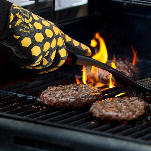 Miniatura 2 de JH - Guante para hornear resistente al calor, certificado EN407 para 932 °F, revestimiento de 2 capas de silicona, guantes de cocina, para cocinar a