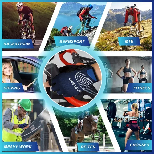 Miniatura 6 de KINGSBOM Guantes de ciclismo que absorben los golpes con almohadilla de gel de silicona ligera, transpirables y antideslizantes para hombres