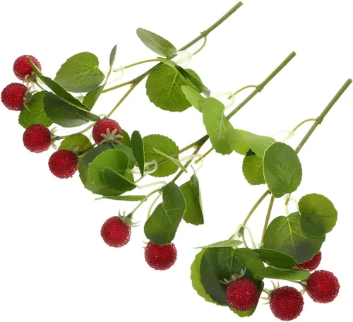 Miniatura 5 de ARTIBETTER 3 unidades de racimos artificiales de bayberry vegetación floreros decorativos de arándanos decoraciones de arándanos reales de tacto