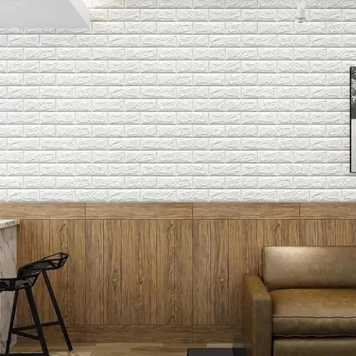 Miniatura 4 de 30 piezas de paneles de pared 3D para despegar y pegar, papel pintado de ladrillo blanco autoadhesivo impermeable, paneles de pared de ladrillo