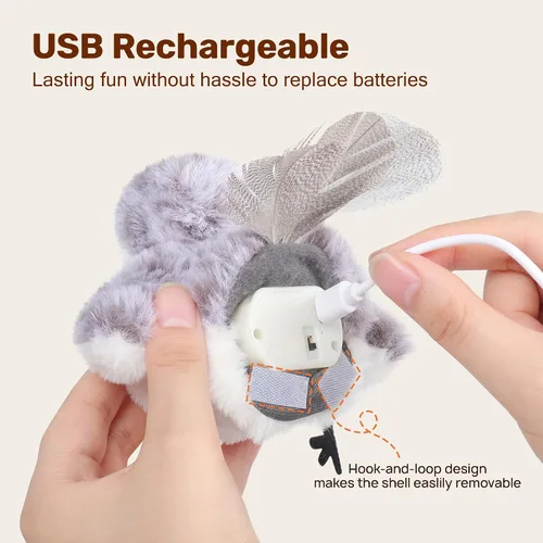 Miniatura 5 de Potaroma Juguetes para Gatos Ave Flapping (No Vuela), Canturreo Realista de Andarríos, Juguete Interactivo para Gatito Recargable Activado por