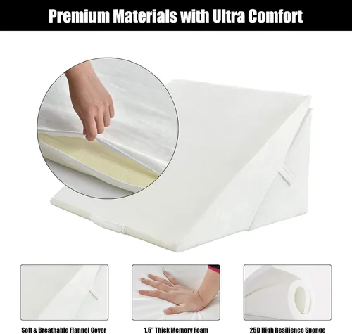 Miniatura 3 de KOMFOTT Almohada de cuña para cama con parte superior de espuma viscoelástica, triángulo para el cuello, reposapiernas, cojín de apoyo