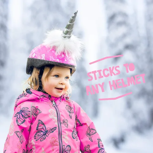 Miniatura 6 de Funda para casco de cuerno de unicornio – Decoración de felpa adhesiva para niños y adultos Se adapta a cualquier casco de esquí, snowboard