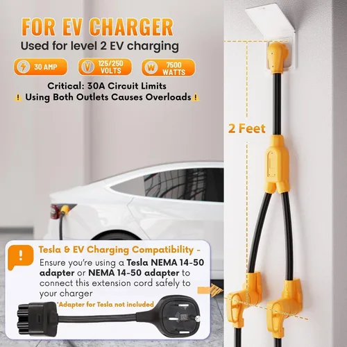 Miniatura 8 de MECMO NEMA 14-30P a 14-50R EV y 14-30R Divisor de salida de secadora de 4 clavijas solo para receptáculos modernos 14-30R, un dispositivo a la vez