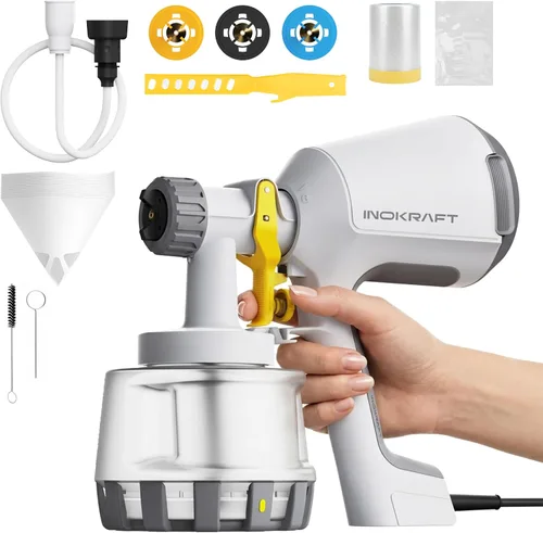 InoKraft Rociador de pintura, el rociador HVLP de los premios Bob Vila incluye 3 patrones y kit de limpieza completo para pintura de casa, muebles,