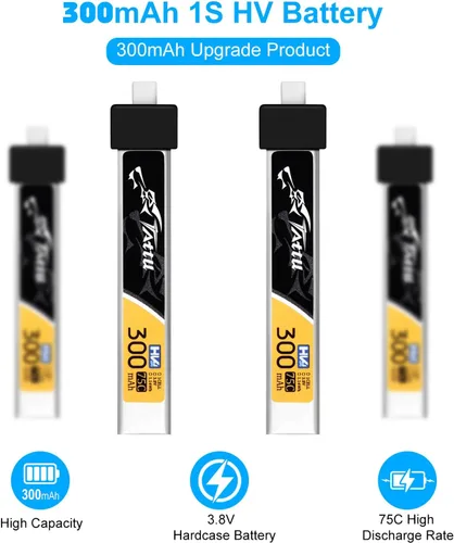 Miniatura 2 de 4 unids BT2.0 300mAh 1S batería 3.8V 75C FPV Lipo batería con conector BT2.0 enchufe para FPV Tiny Whoop 1S sin escobillas Whoop Drone
