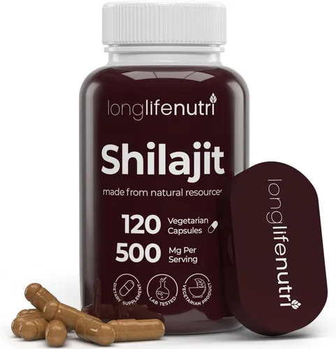 Shilajit Extracto puro del Himalaya de 500 mg con 15% de ácido fúlvico 500 mg – 120 cápsulas vegetarianas, suministro para 4 meses, suplemento