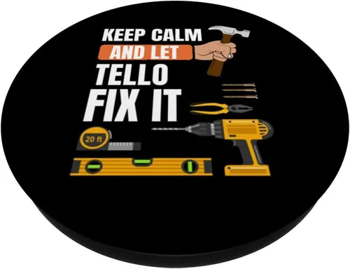 Miniatura 2 de Mantén la calma y deja que Tello lo arregle, trabajador de la construcción PopSockets intercambiables PopGrip