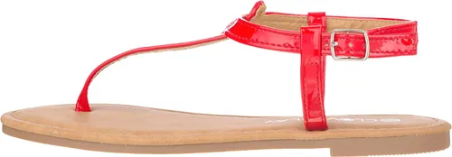 Miniatura 2 de CLOVERLAY Sandalias planas brillantes con correa en T para mujer