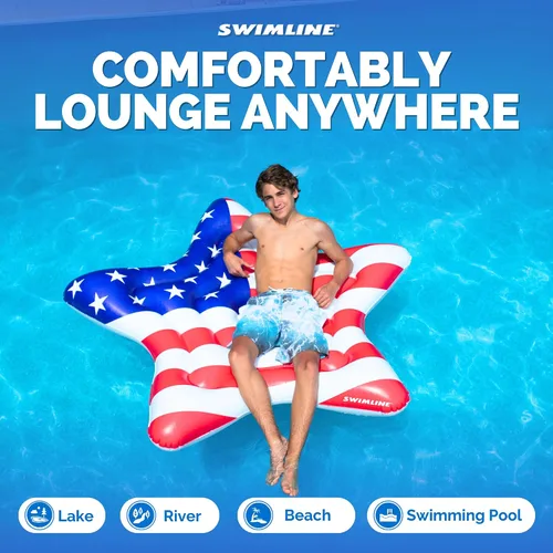 Miniatura 5 de Swimline Balsa inflable Americana Star Island para piscina 65 "x 69" Isla de Estados Unidos (Estrella)
