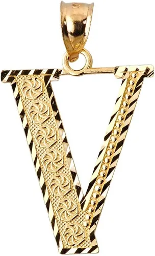 Miniatura 12 de Colgante personalizado de oro amarillo de 10 quilates con letras iniciales A-Z